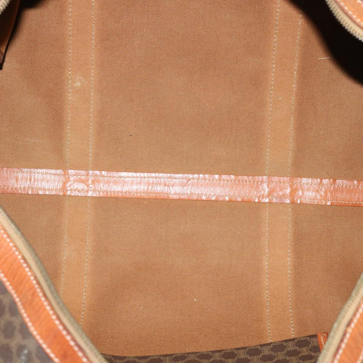 Celine Macadam Canvas Boston Bag PVC Leather Brown  fm3071