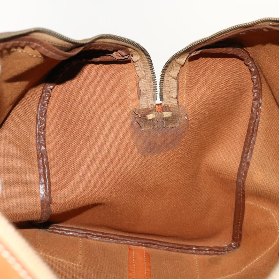 Celine Macadam Canvas Boston Bag PVC Leather Brown  fm3071