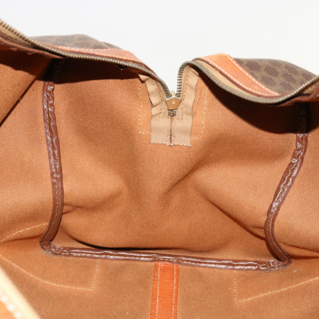 Celine Macadam Canvas Boston Bag PVC Leather Brown  fm3071