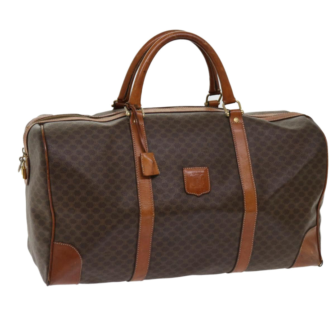 Celine Macadam Canvas Boston Bag PVC Leather Brown  fm3071