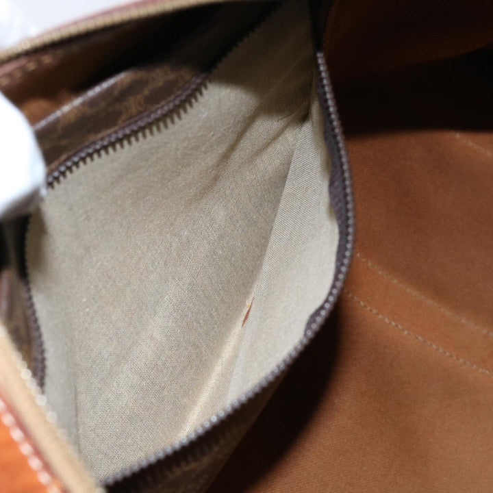 Celine Macadam Canvas Boston Bag PVC Leather Brown  fm3071