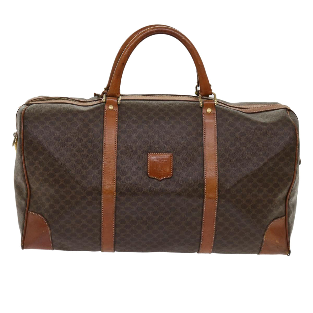 Celine Macadam Canvas Boston Bag PVC Leather Brown  fm3071