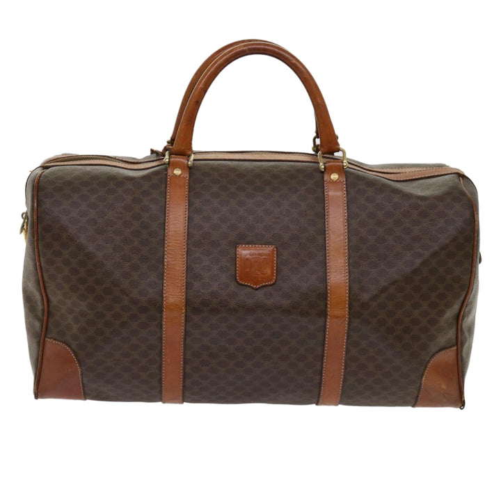Celine Macadam Canvas Boston Bag PVC Leather Brown  fm3071