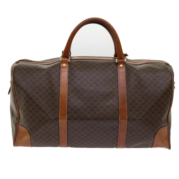 Celine Macadam Canvas Boston Bag PVC Leather Brown  fm3071