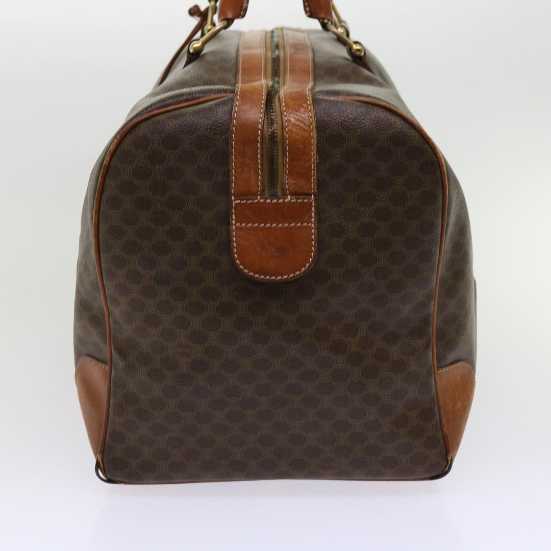 Celine Macadam Canvas Boston Bag PVC Leather Brown  fm3071
