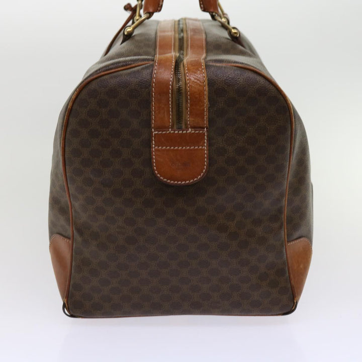 Celine Macadam Canvas Boston Bag PVC Leather Brown  fm3071