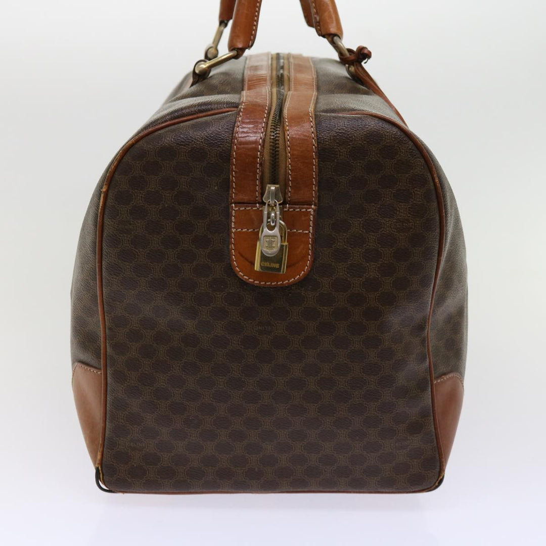Celine Macadam Canvas Boston Bag PVC Leather Brown  fm3071