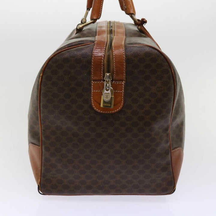 Celine Macadam Canvas Boston Bag PVC Leather Brown  fm3071