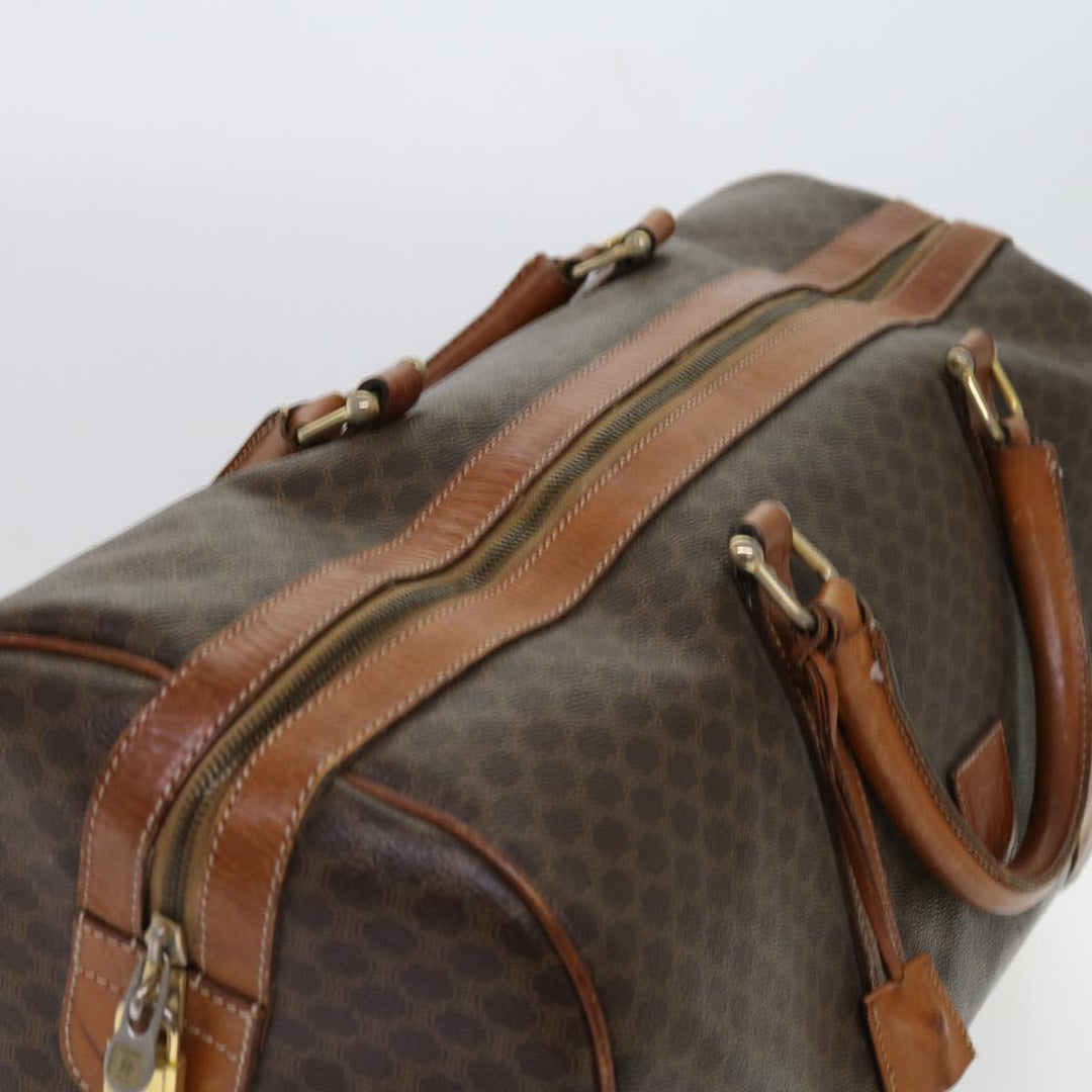 Celine Macadam Canvas Boston Bag PVC Leather Brown  fm3071