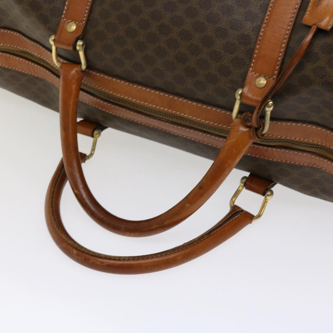 Celine Macadam Canvas Boston Bag PVC Leather Brown  fm3071