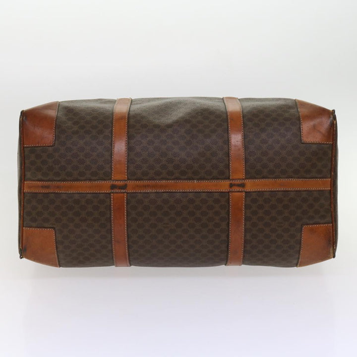 Celine Macadam Canvas Boston Bag PVC Leather Brown  fm3071