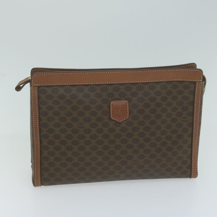 Celine Macadam Canvas Clutch Bag PVC 2Set Brown Auth fm3156