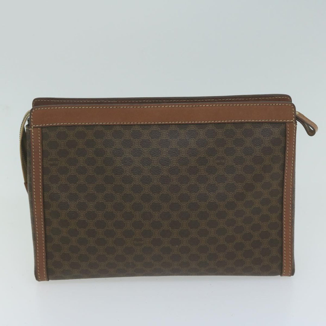 Celine Macadam Canvas Clutch Bag PVC 2Set Brown Auth fm3156