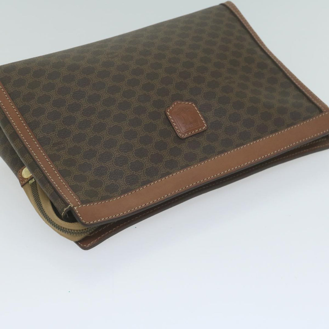 Celine Macadam Canvas Clutch Bag PVC 2Set Brown Auth fm3156