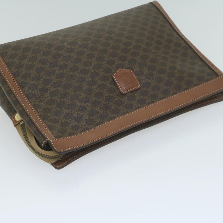 Celine Macadam Canvas Clutch Bag PVC 2Set Brown Auth fm3156