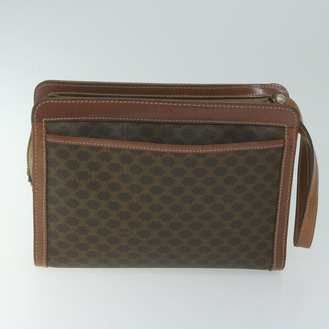 Celine Macadam Canvas Clutch Bag PVC 2Set Brown Auth fm3156