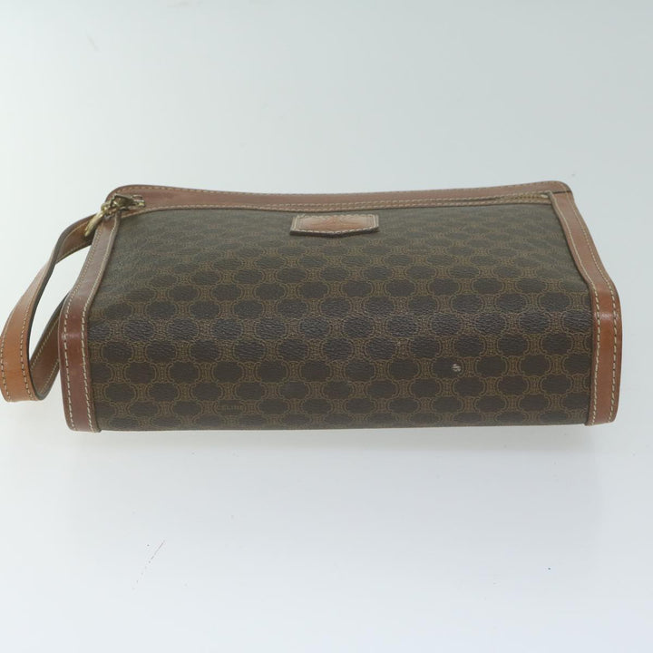 Celine Macadam Canvas Clutch Bag PVC 2Set Brown Auth fm3156
