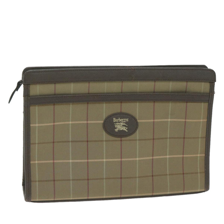 BurberrySs Nova Check Clutch Bag Canvas Brown Auth fm3178