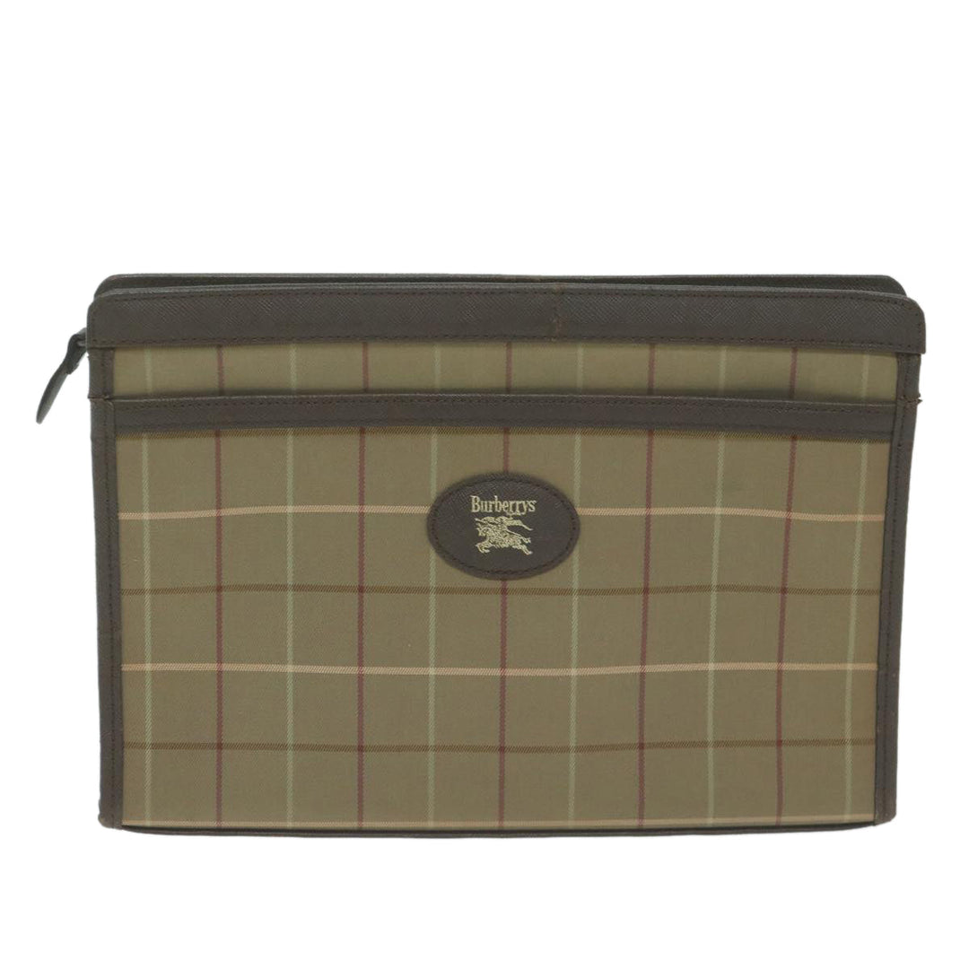 BurberrySs Nova Check Clutch Bag Canvas Brown Auth fm3178