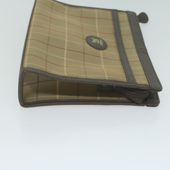 BurberrySs Nova Check Clutch Bag Canvas Brown Auth fm3178