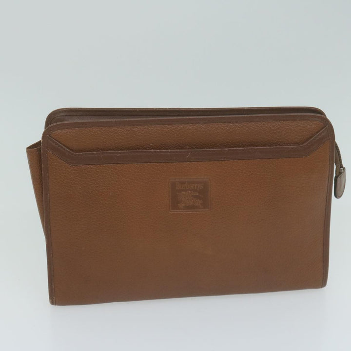 Burberry s Cosmetic Clutch Bag Leather 2Set Black Brown Auth fm3179