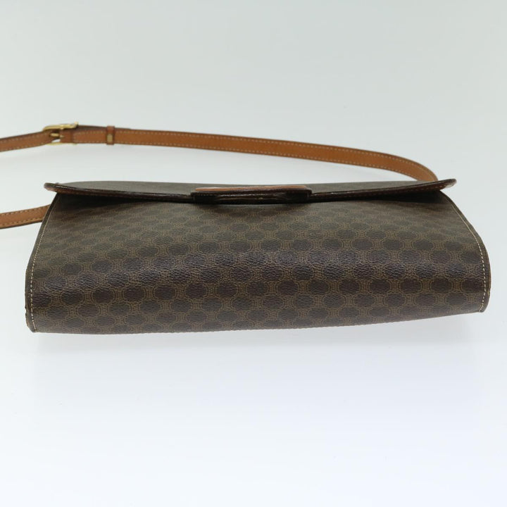 Celine Macadam Canvas Circle Shoulder Bag PVC Leather Brown  fm3202