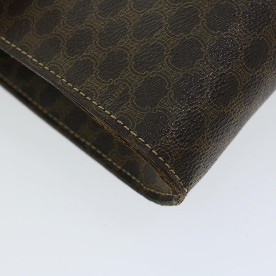 Celine Macadam Canvas Circle Shoulder Bag PVC Leather Brown  fm3202