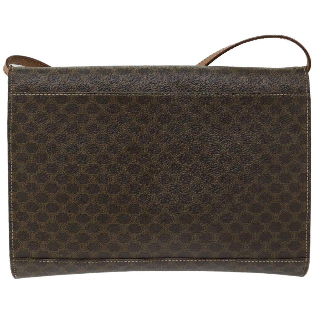 Celine Macadam Canvas Circle Shoulder Bag PVC Leather Brown  fm3202