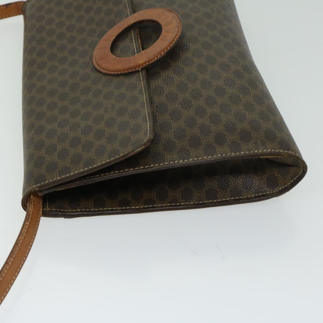 Celine Macadam Canvas Circle Shoulder Bag PVC Leather Brown  fm3202
