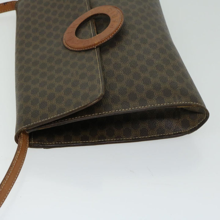 Celine Macadam Canvas Circle Shoulder Bag PVC Leather Brown  fm3202