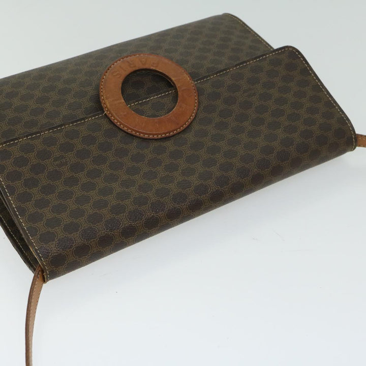 Celine Macadam Canvas Circle Shoulder Bag PVC Leather Brown  fm3202