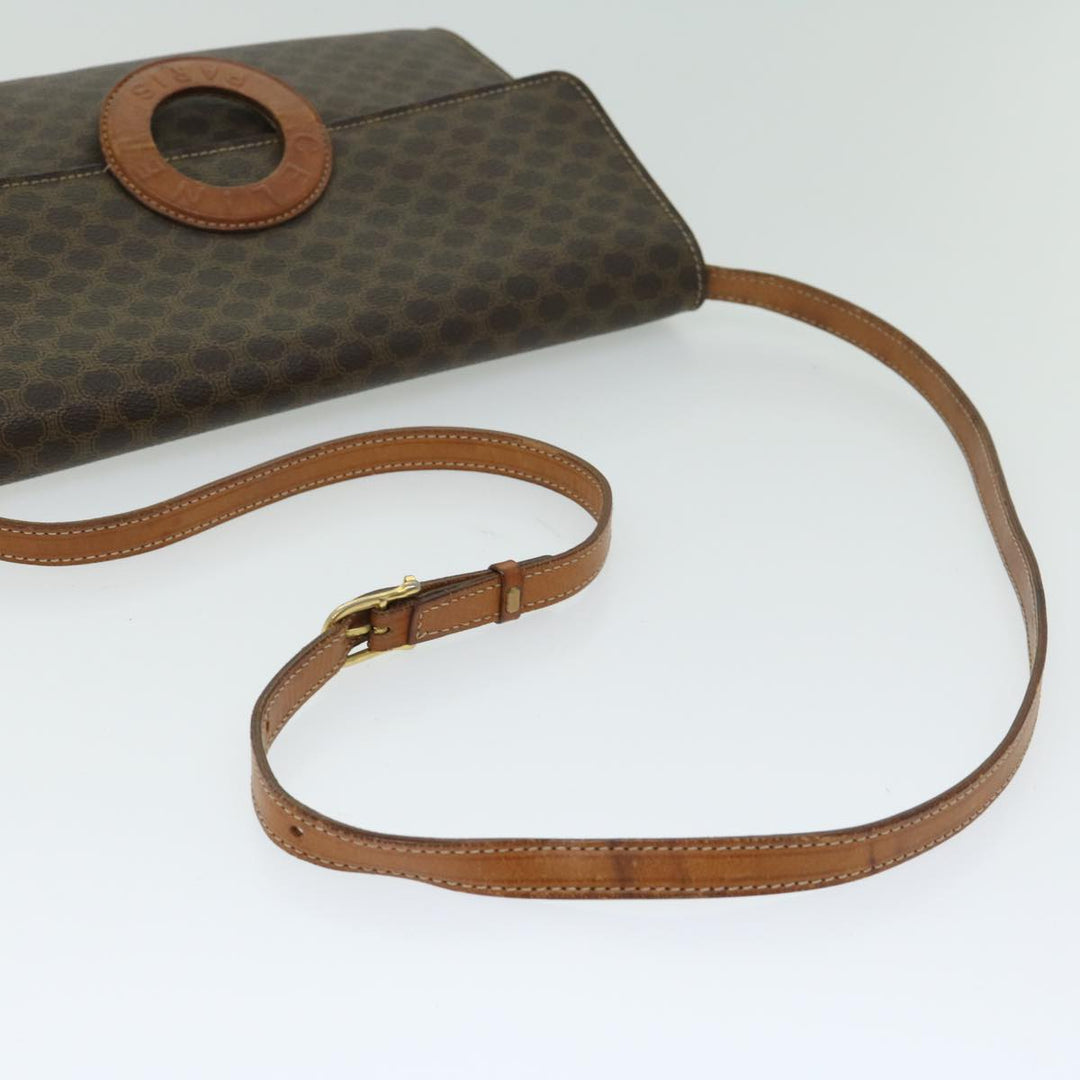 Celine Macadam Canvas Circle Shoulder Bag PVC Leather Brown  fm3202