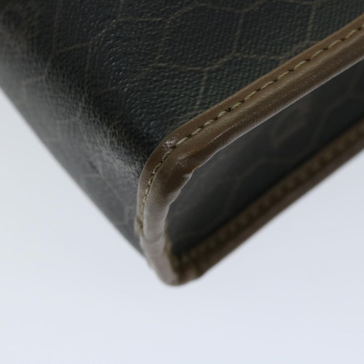 CHRISTIAN Top quality Dior Honeycomb Canvas Clutch Bag PVC Leather Black Auth fm3258