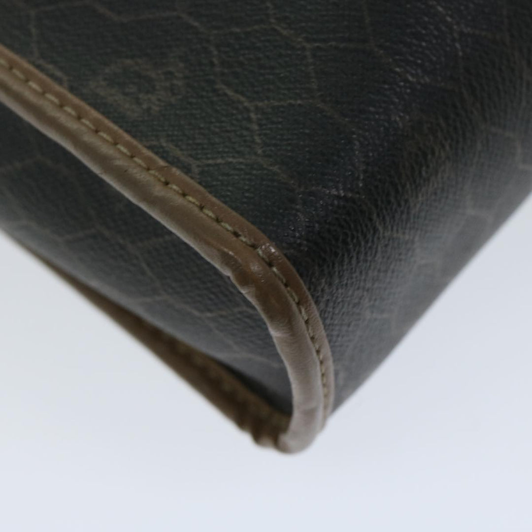 CHRISTIAN Top quality Dior Honeycomb Canvas Clutch Bag PVC Leather Black Auth fm3258
