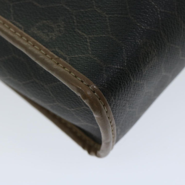 CHRISTIAN Top quality Dior Honeycomb Canvas Clutch Bag PVC Leather Black Auth fm3258