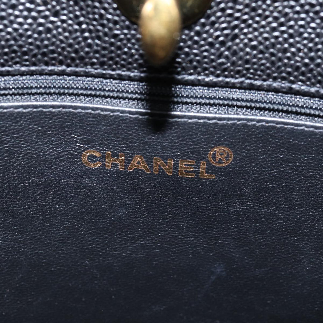 Chanel Big Matelasse Chain Shoulder Bag Caviar Skin Black CC Auth fm3373A