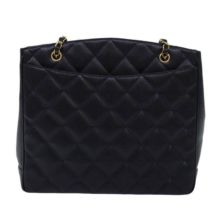 Chanel Big Matelasse Chain Shoulder Bag Caviar Skin Black CC Auth fm3373A