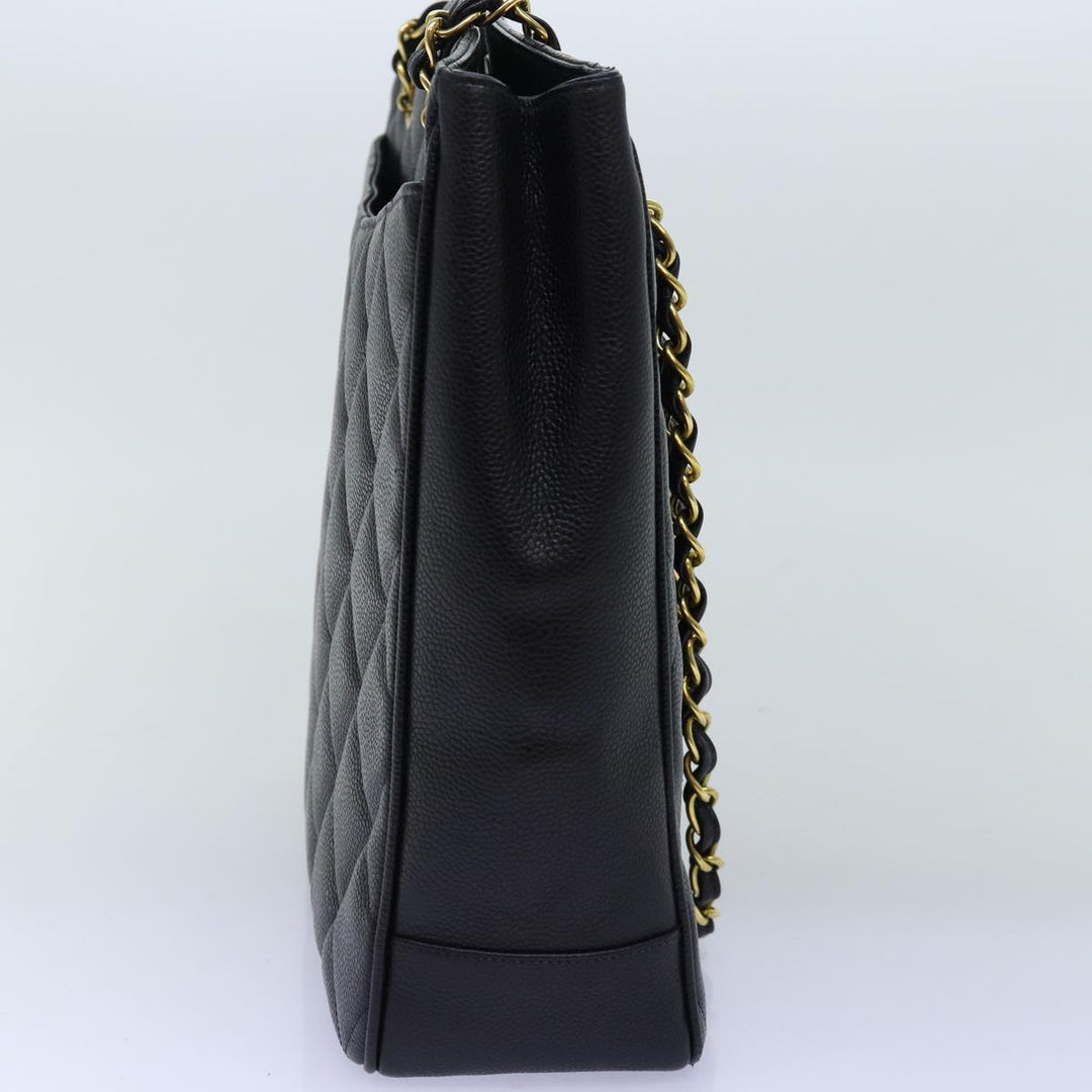 Chanel Big Matelasse Chain Shoulder Bag Caviar Skin Black CC Auth fm3373A