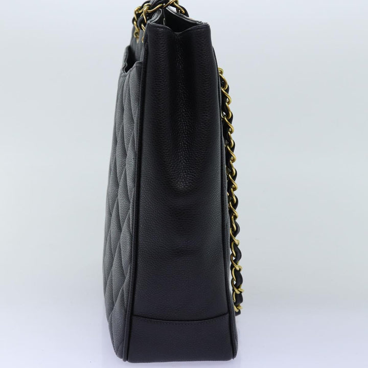Chanel Big Matelasse Chain Shoulder Bag Caviar Skin Black CC Auth fm3373A