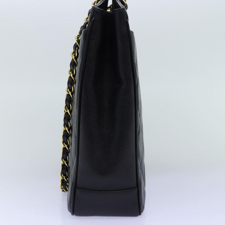 Chanel Big Matelasse Chain Shoulder Bag Caviar Skin Black CC Auth fm3373A