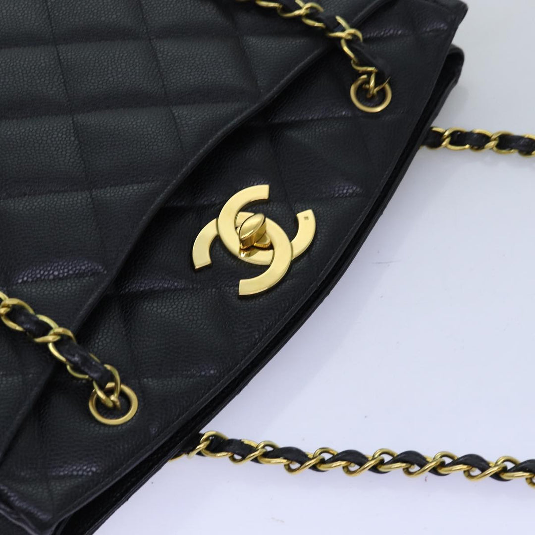Chanel Big Matelasse Chain Shoulder Bag Caviar Skin Black CC Auth fm3373A