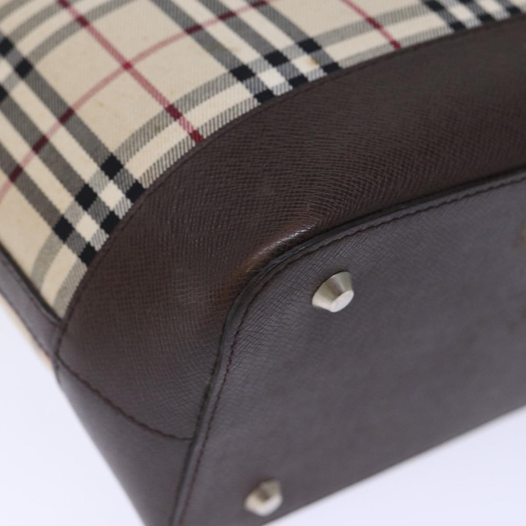 Burberry Nova Check Hand Bag Canvas Beige Auth fm3415