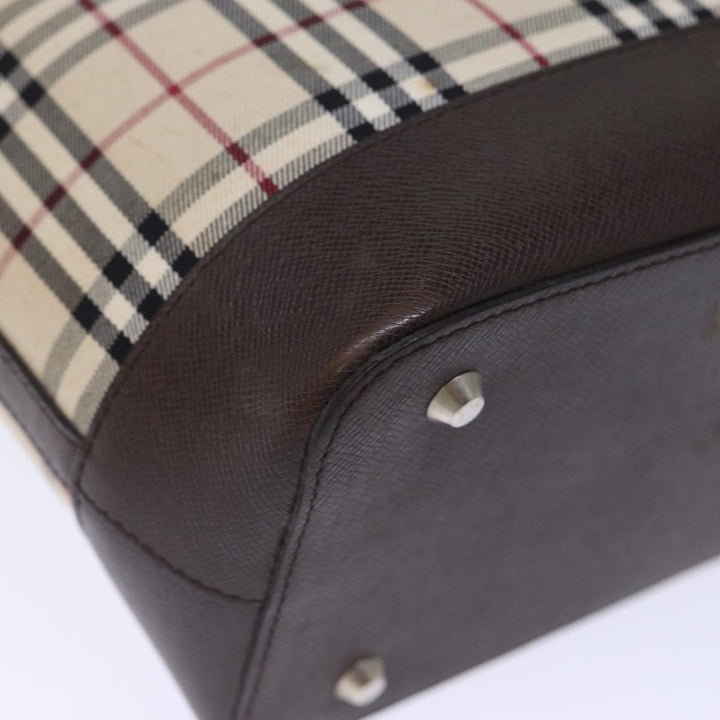 Burberry Nova Check Hand Bag Canvas Beige Auth fm3415