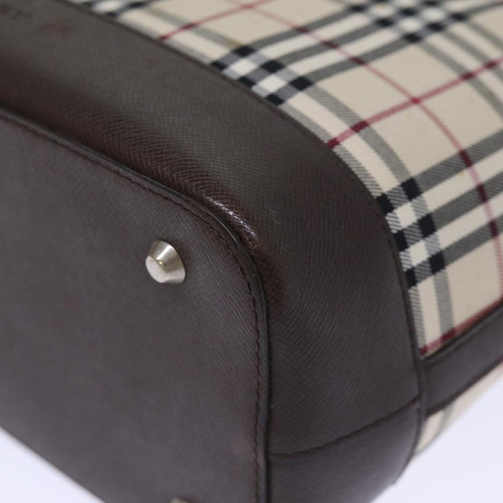 Burberry Nova Check Hand Bag Canvas Beige Auth fm3415