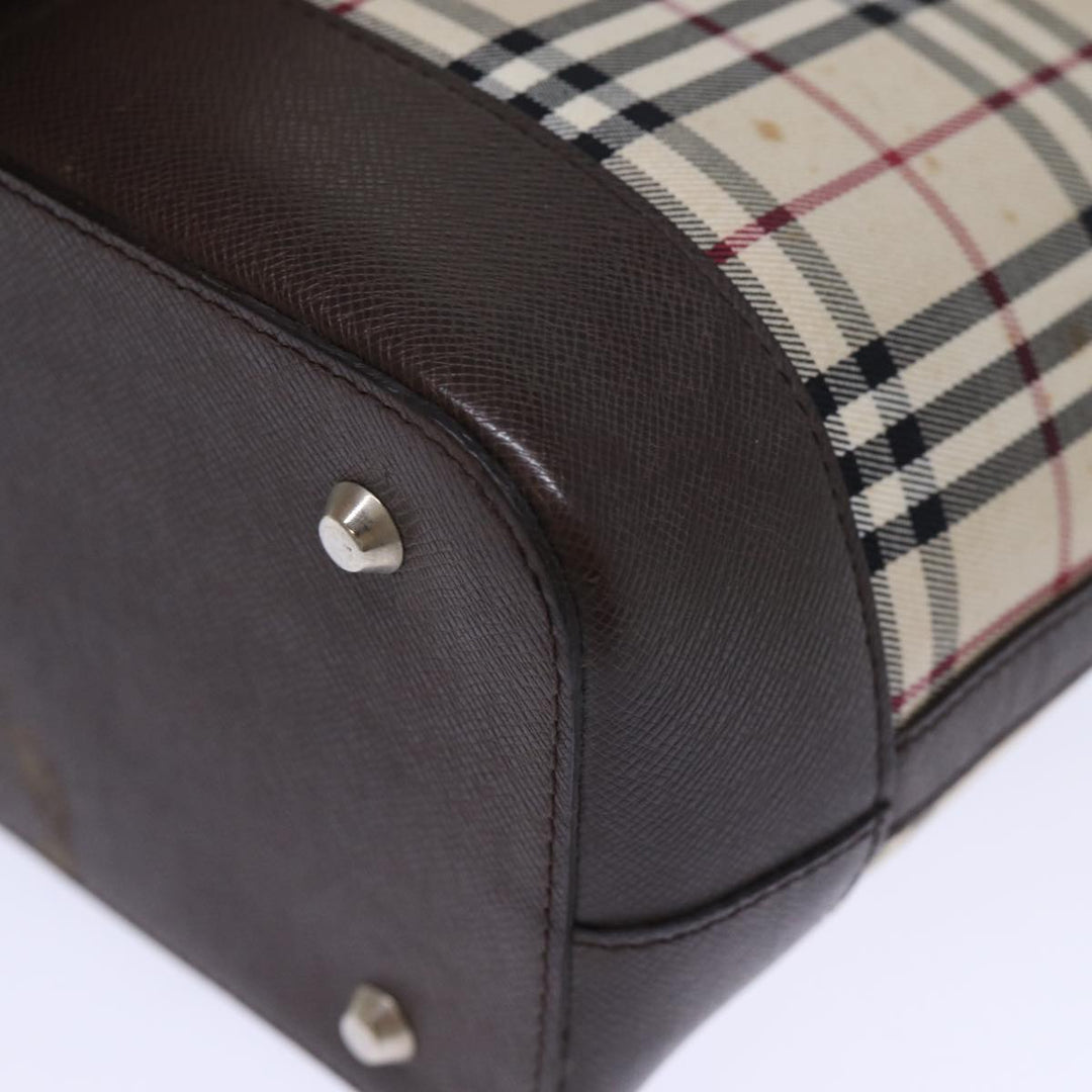 Burberry Nova Check Hand Bag Canvas Beige Auth fm3415