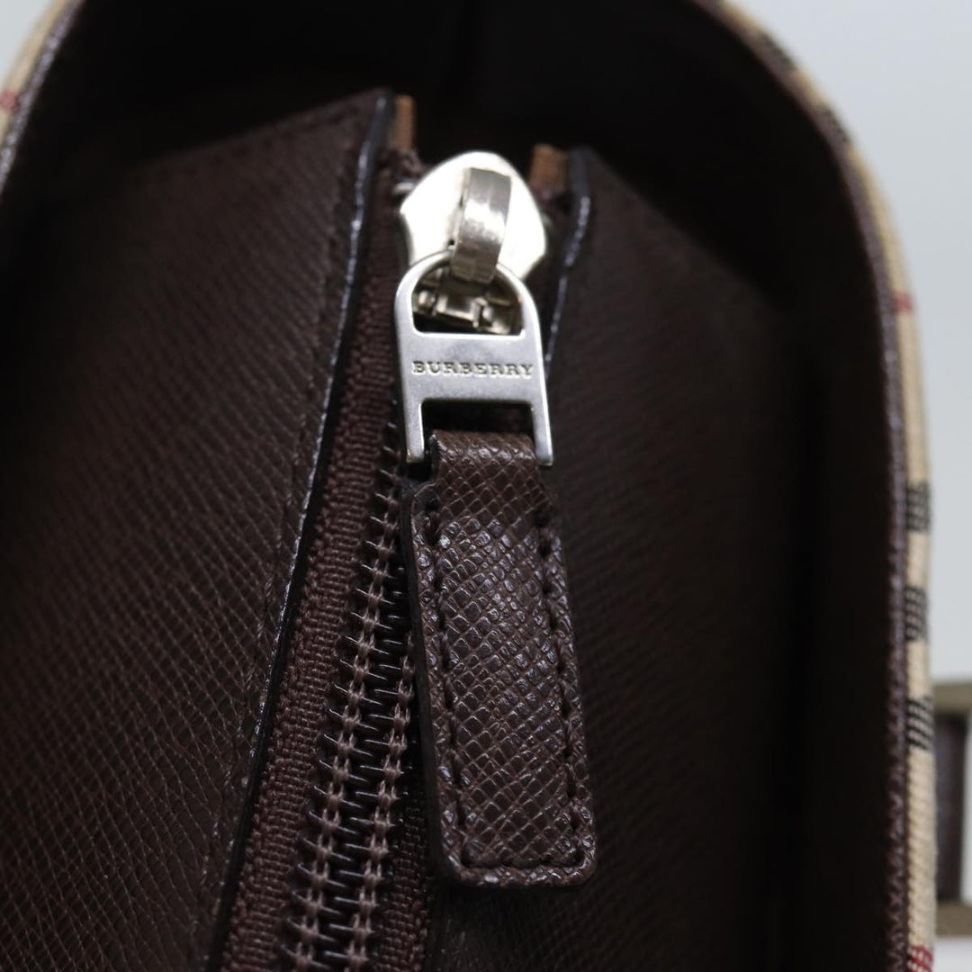 Burberry Nova Check Hand Bag Canvas Beige Auth fm3415