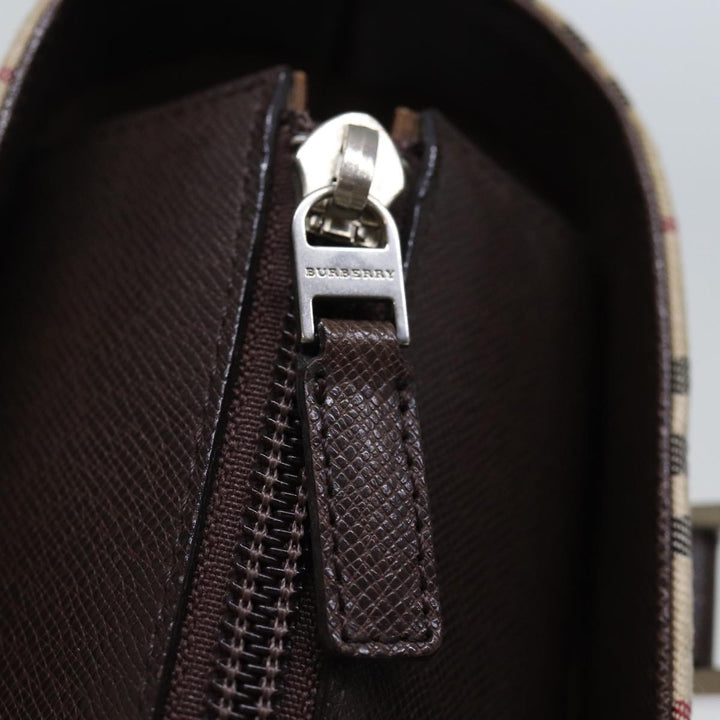 Burberry Nova Check Hand Bag Canvas Beige Auth fm3415
