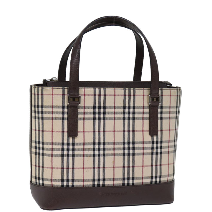 Burberry Nova Check Hand Bag Canvas Beige Auth fm3415