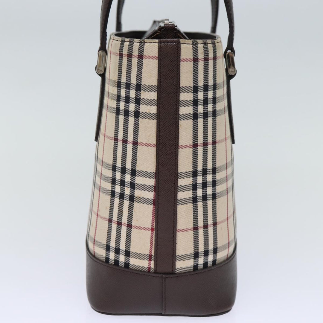 Burberry Nova Check Hand Bag Canvas Beige Auth fm3415