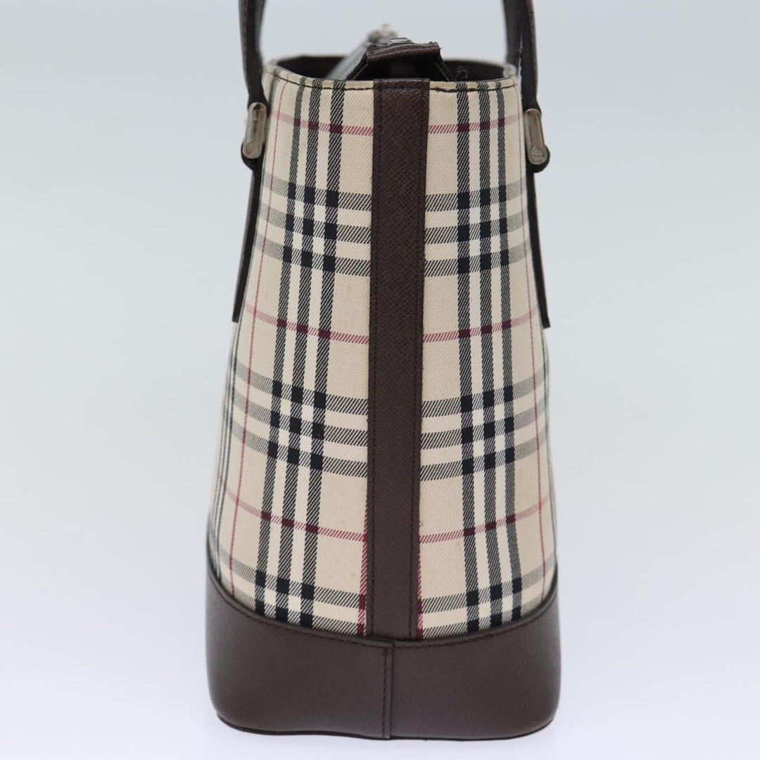 Burberry Nova Check Hand Bag Canvas Beige Auth fm3415